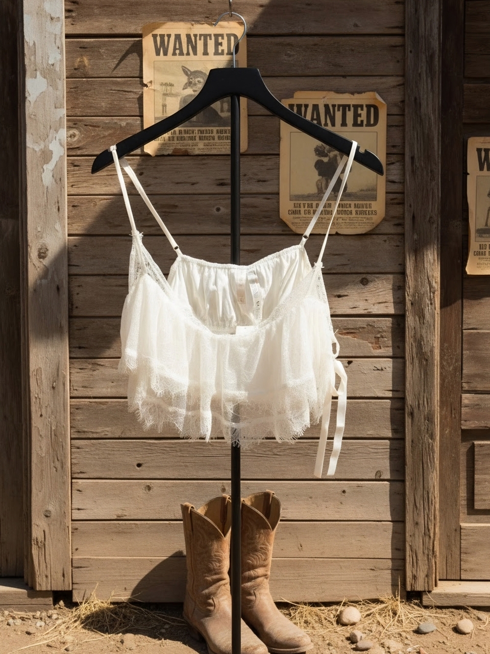 NWT Delicate White Lace Ruffle Cami with Adjustable Straps